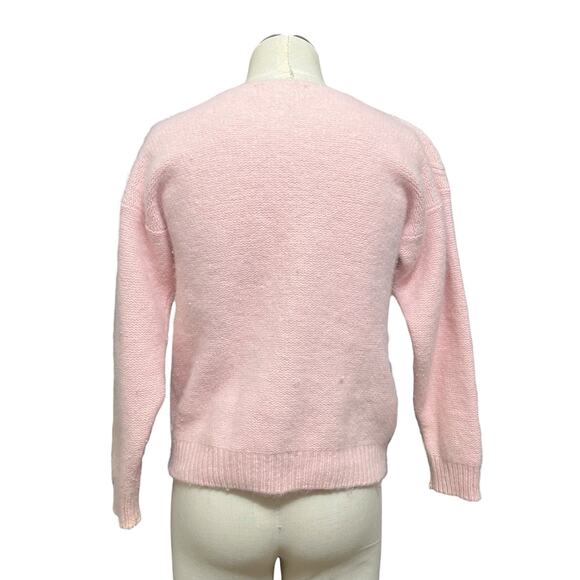 Dana Scott Womens Vintage Pink Pearl Lambswool Rabbit Hair Coquette Sweater Sz M - Picture 7 of 14